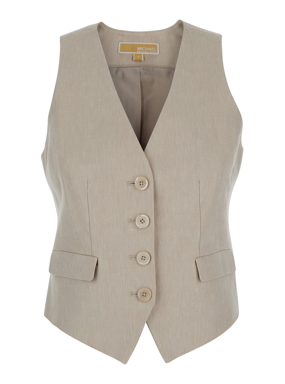 Michael michael kors Beige vest with v neck in linen and