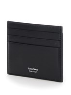 Ferragamo 'florence' black card holder with logo lettering