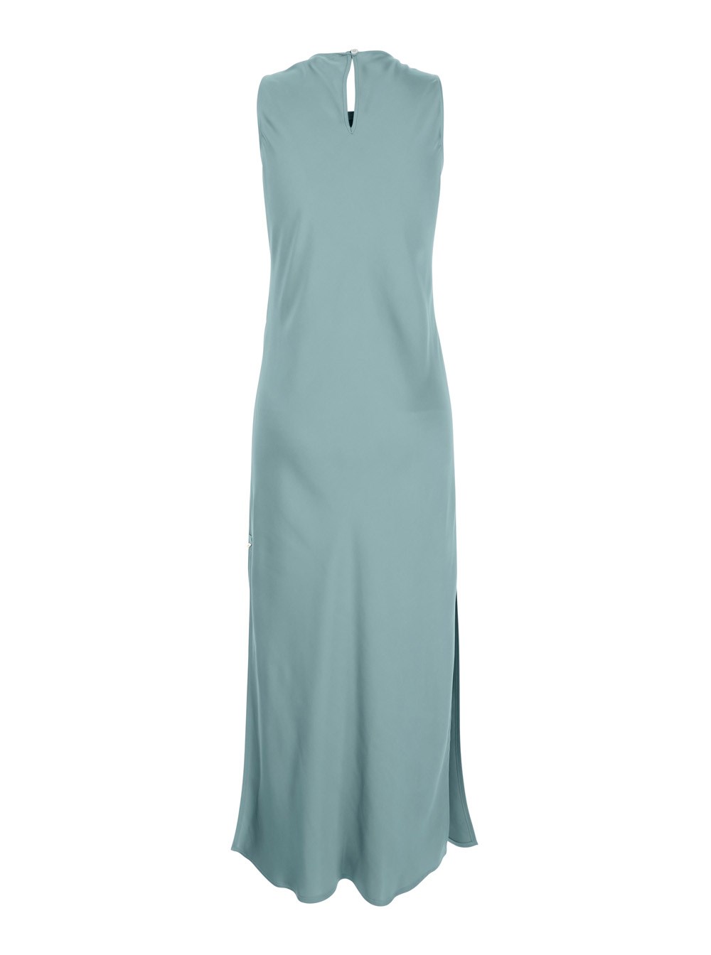 【関税&送料込み】Herno Blue Sleeveless Crewneck Dress Wit Herno Blue sleeveless crewneck dress with side single slit