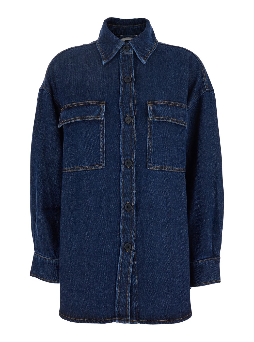 P.a.r.o.s.h. Blue jacket with patched chest pockets in denim