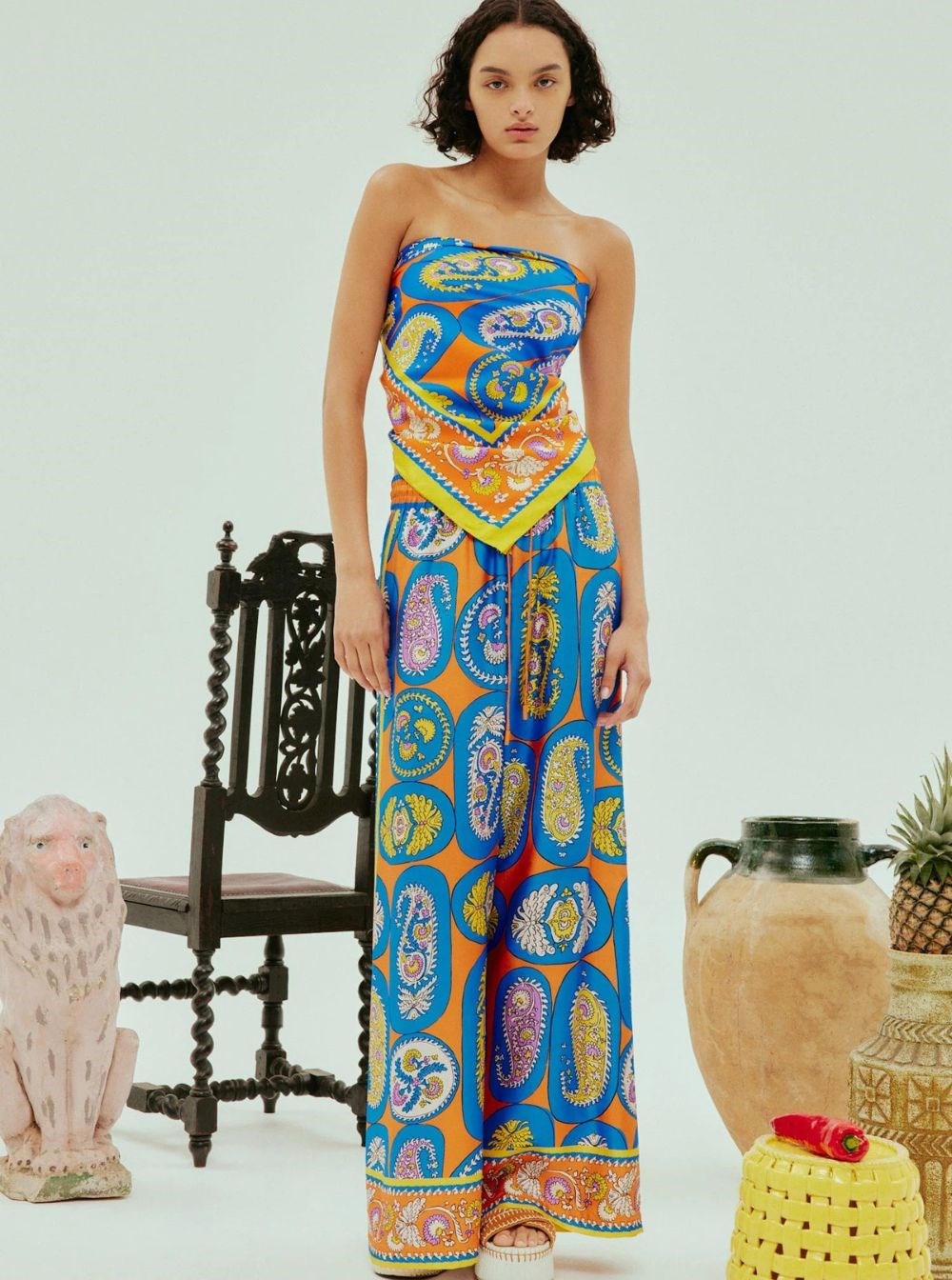 【Alemais】 Luisプリントシルク palazzoパンツ Luis printed silk palazzo pants in orange - Alemais | Mytheresa