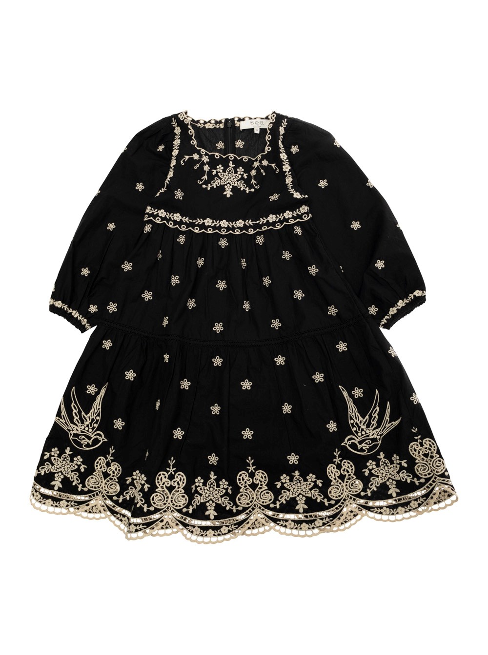 Sea nyc kids 'kingsley' black dress with all-over embroidery in cotton  girls available on Gaudenzi Boutique - 155407