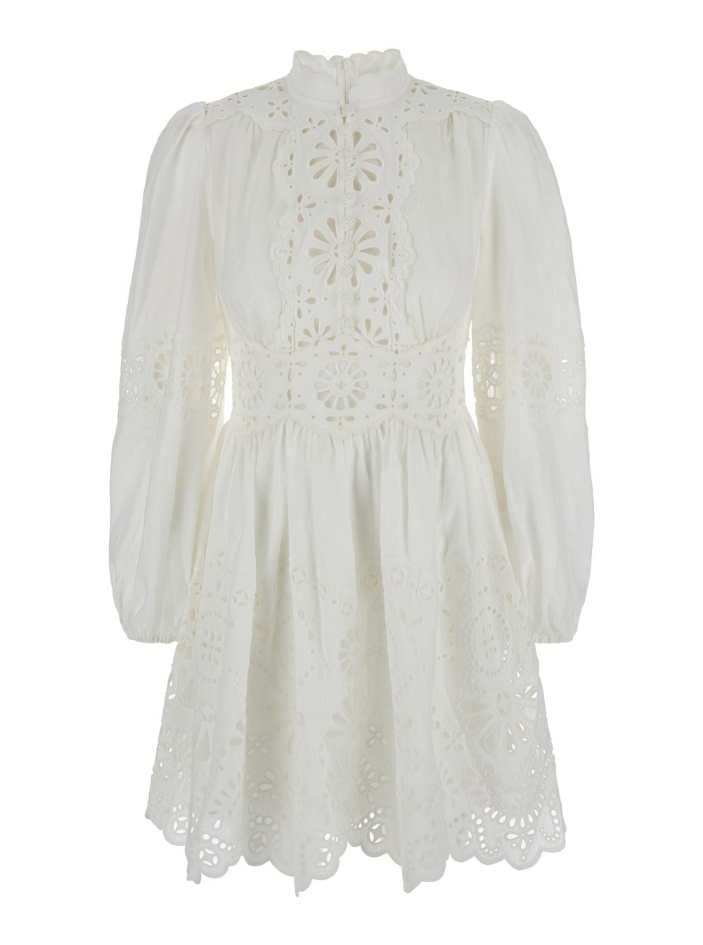 Zimmermann 'acacia'white mini dress with all-over broderie