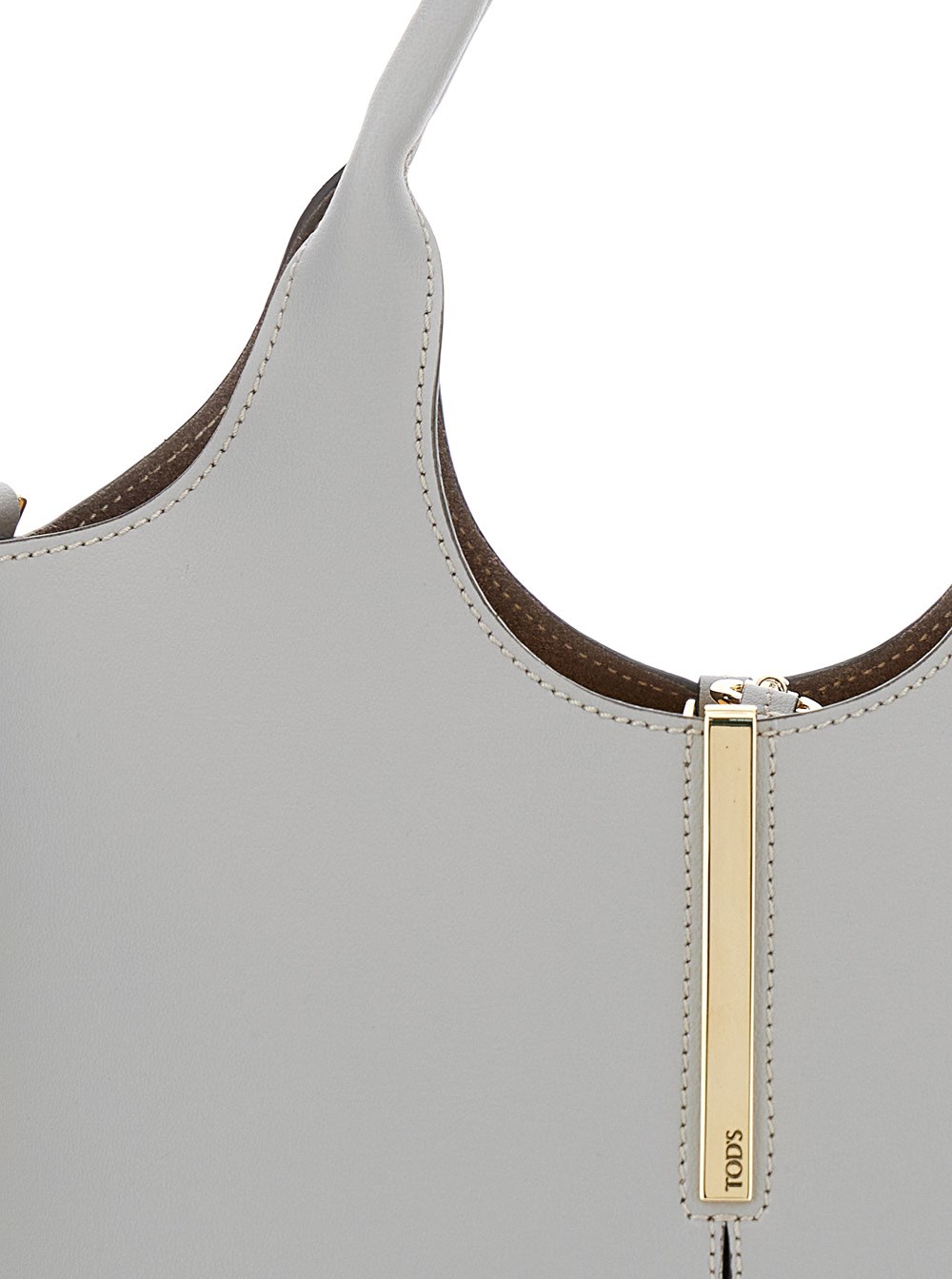 TOD’S Ebr small shoulder bag Tod's 'ebr mini' grey shoulder bag with logo metal plate in