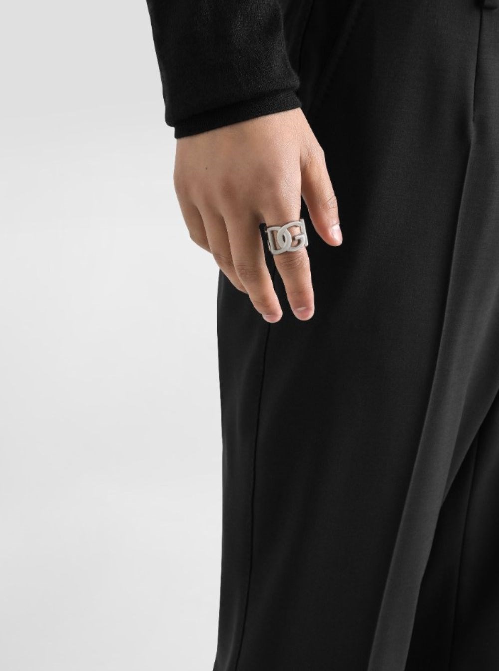 指輪・リング Dolce & Gabbana Silver-Tone Chunky Logo Ring in Brass Man Dolce & Gabbana Silver-tone Chunky Logo Ring In Brass Man