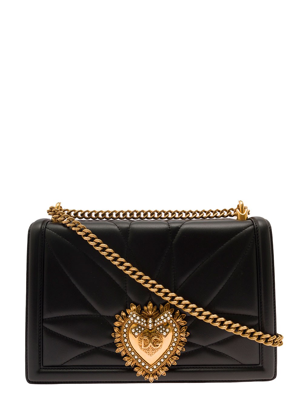 Dolce e gabbana 'devotion' big black shiulder bag with heart Dolce e gabbana 'devotion' big black shiulder bag with heart