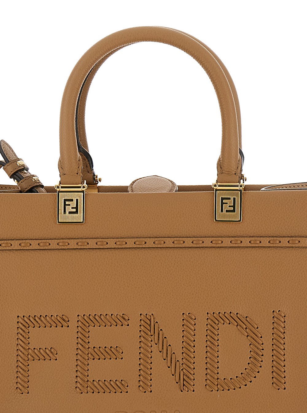 Fendi 'fendi sunshine' beige shopper with shoulder strap and maxi