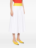 【送料&関税込】MSGM White Skirt With Contrasting Waist And Msgm White skirt with contrasting waist and pleated details