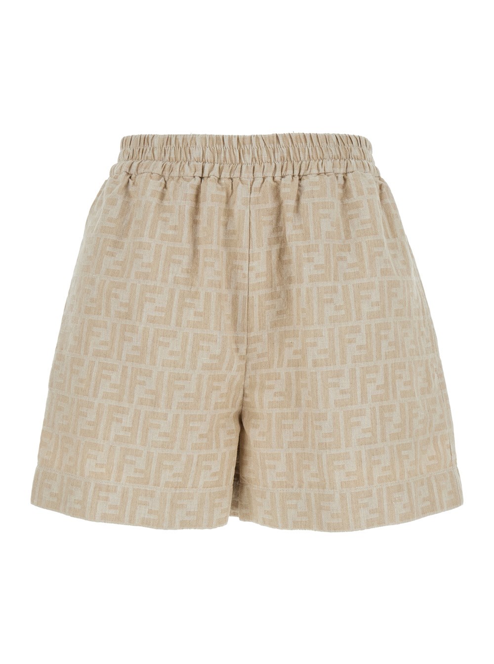 ショートパンツ FENDI Women Shorts  Burmudas FR6540ARU5F1NY8 Beige Fendi Beige shorts with elastic waist and wide leg in