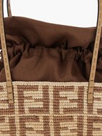 トートバッグ Fendi Small Crochet Raffia Shopping Bag Ff Beige Small Roll Raffia Beige | Fendi