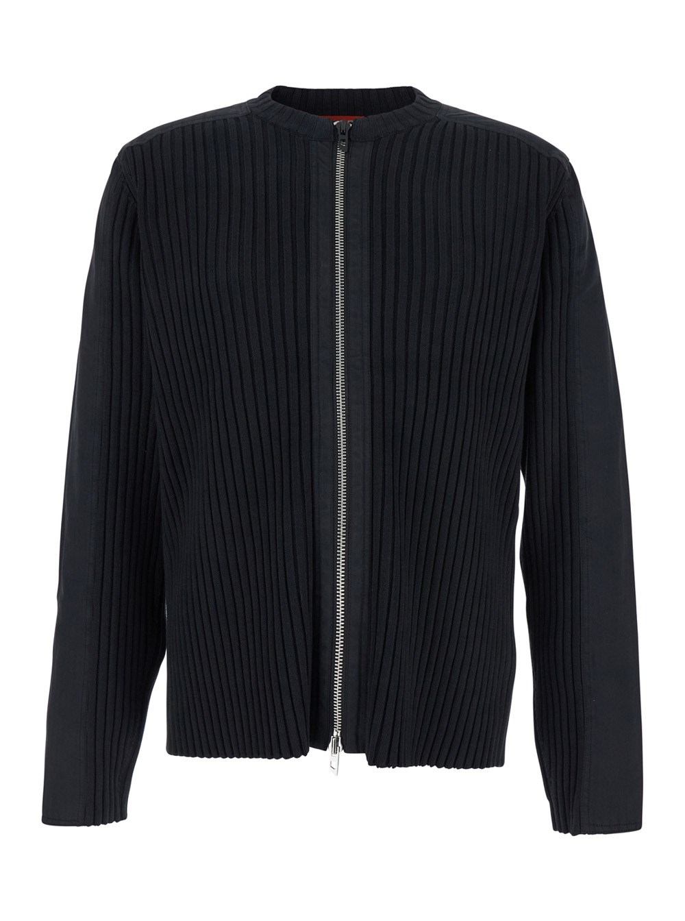 Diesel 'k-matty' black crewneck ribbed knit sweatshirt with front