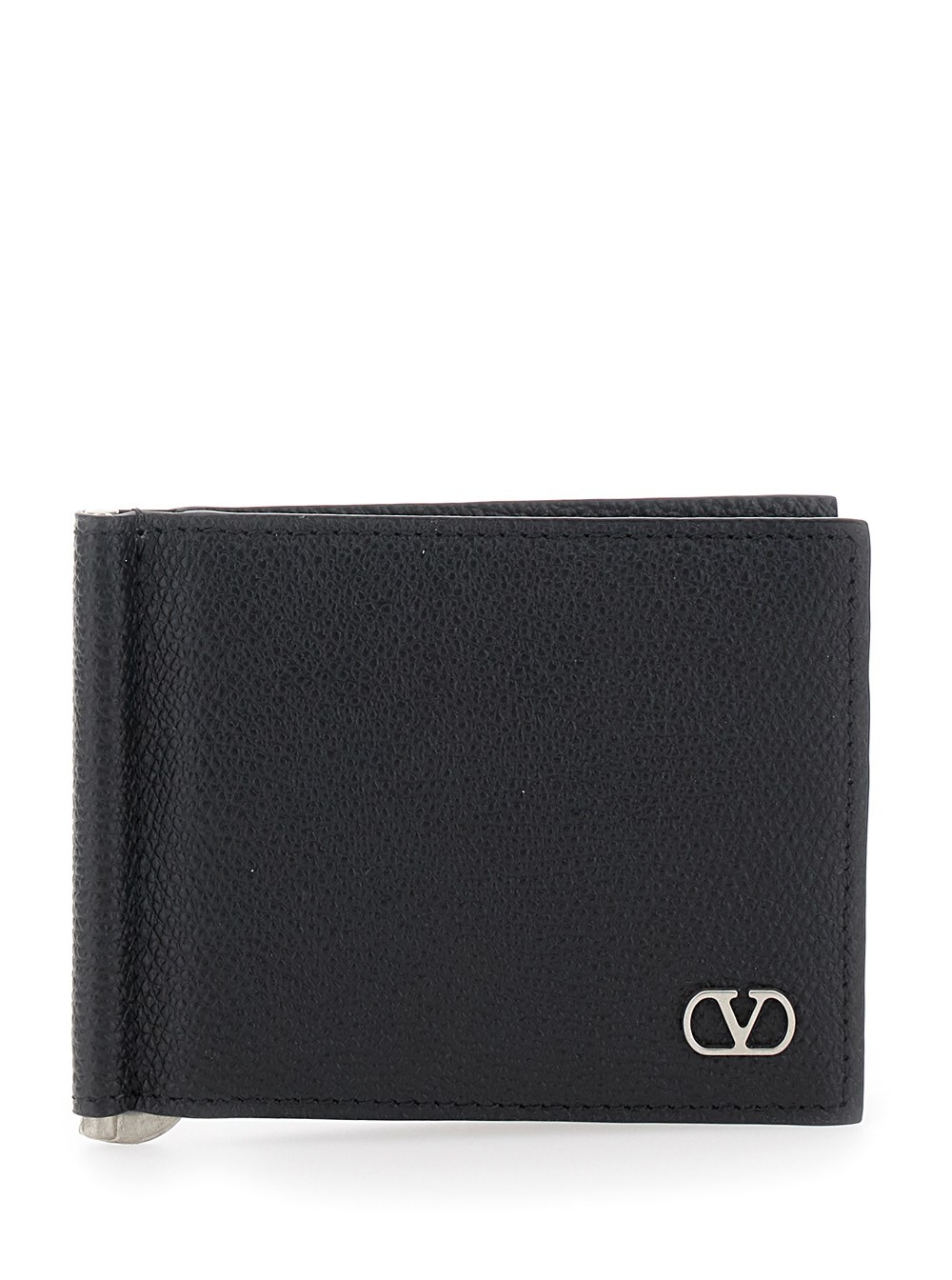折りたたみ財布 Valentino Garavani Black Leather Vlogo Wallet Valentino Garavani - Compact French Flap Black Vlogo Leather