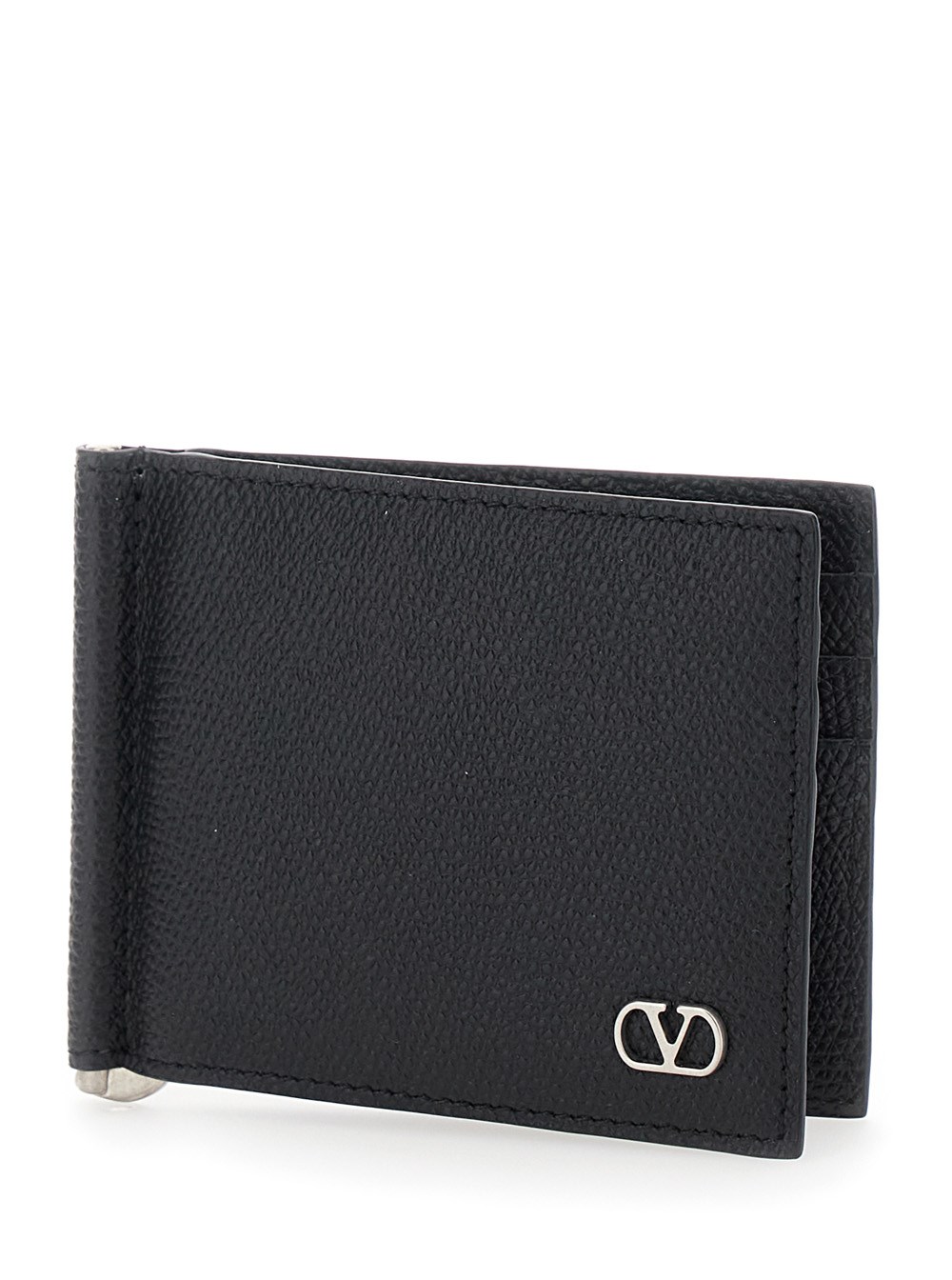 Valentino garavani Black bi-fold wallet with vlogo plaque on