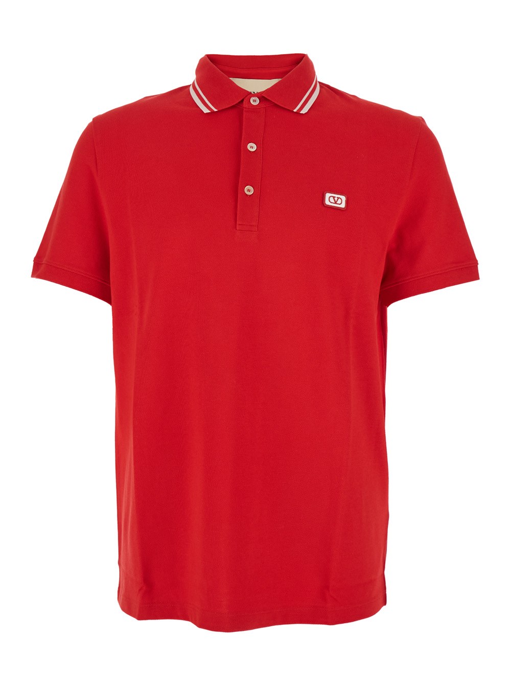 Valentino Red polo shirt with classic collar with stirped