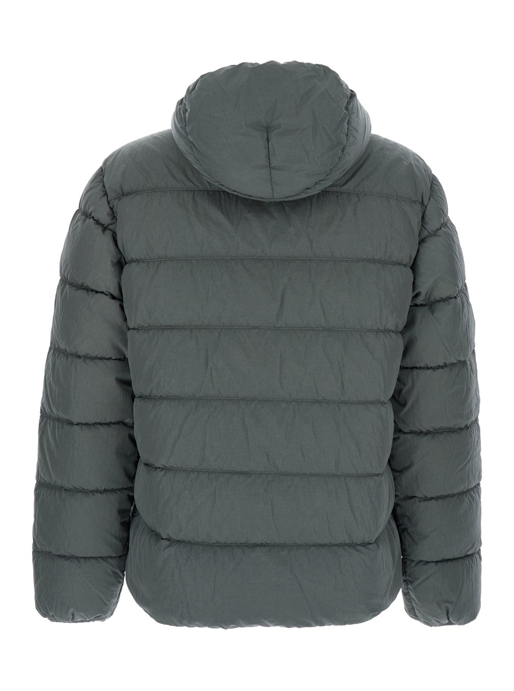C.p. company Grey down jacket with fixed hood with googles