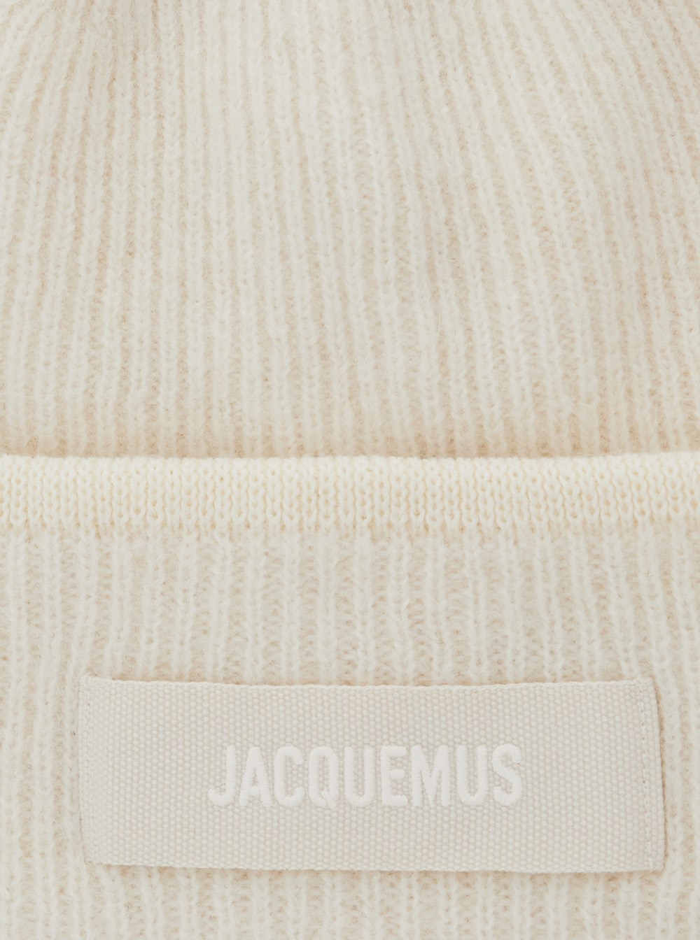 [Jacquemus]ジャックムス 'Le Berret Gros Grain' White B Jacquemus 'le berret gros grain' white beanie with logo