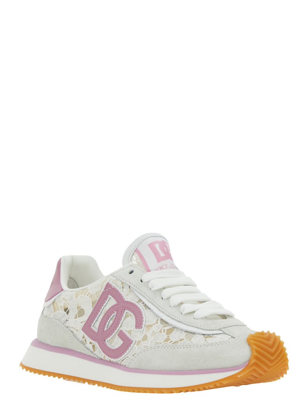 【関税&送料込】Dolce & Gabbana Dolce Gabbana Lace And Suede Slippers In Lace With Crystals - Women | Dolce&Gabbana