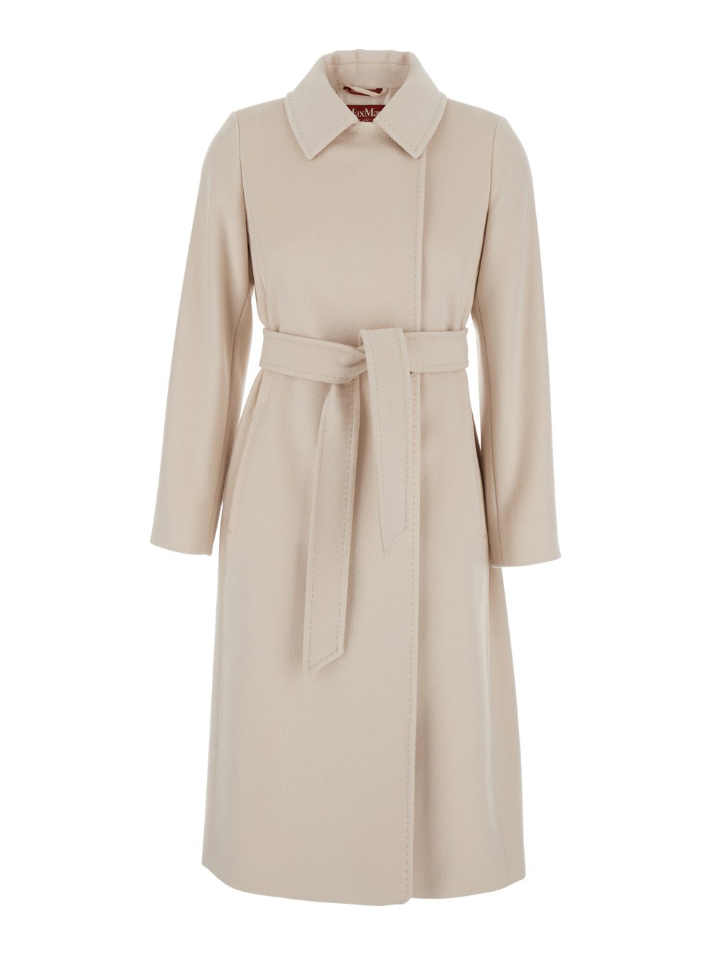 Maxmara studio 'ecollag' beige belted coat with collar with