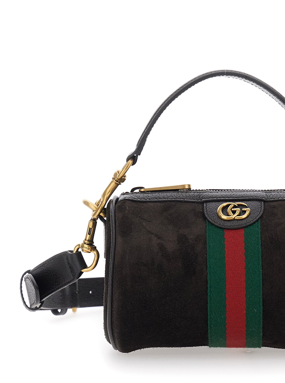 Gucci 'ophidia mini' brown handbag with gg logo and web detail on