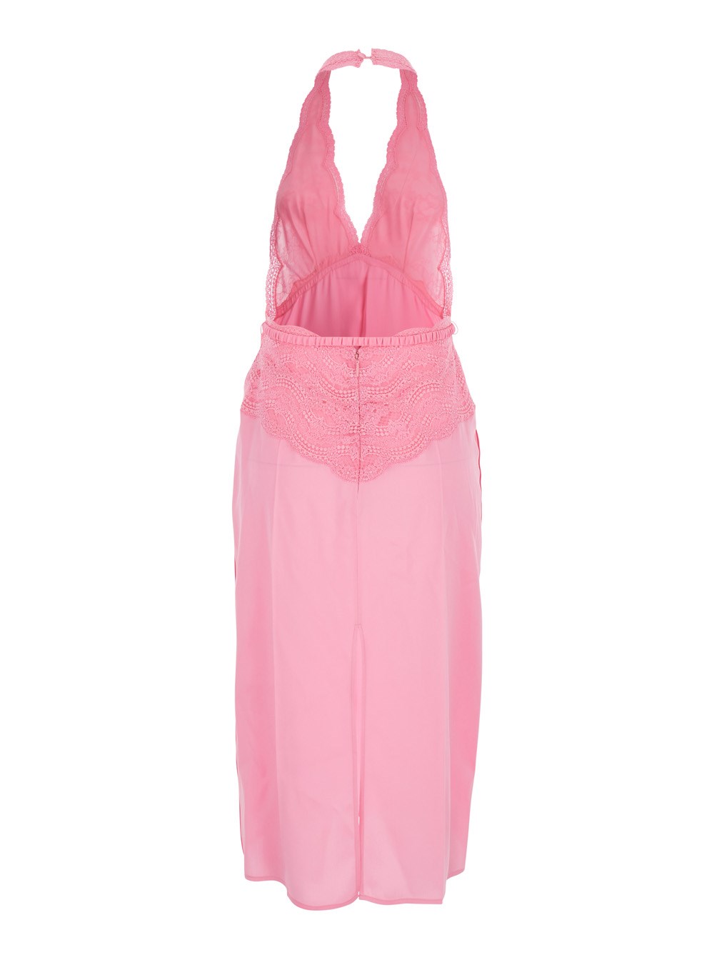 open lace back dress Gucci Pink Ruffle Silk Maxi Dress – Runway Catalog