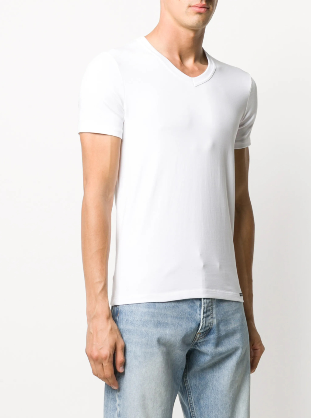 TOM FORD【コットンTシャツ☆ペールミント】関税送料込 Tom ford White t-shirt with v neck in cotton stretch man