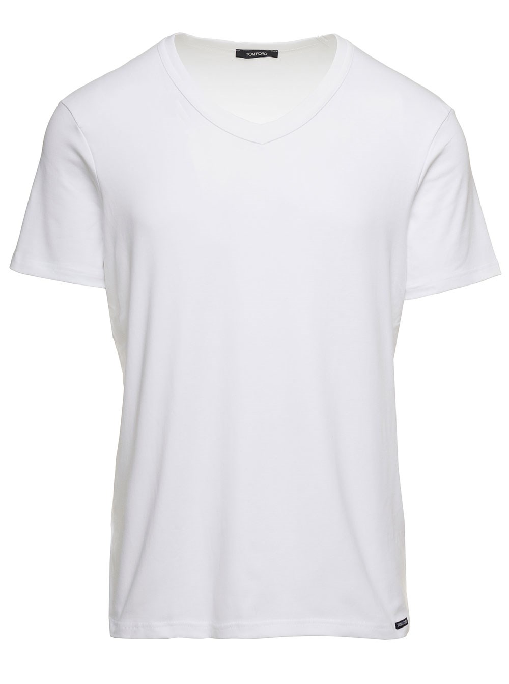 Tom ford White t-shirt with v neck in cotton stretch man