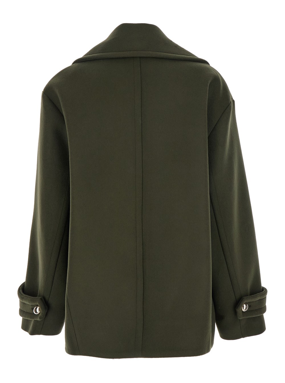ブルゾン Semi Couture Double-Breasted Green Short Coat SEMICOUTURE Green Double-breasted Short Coat With Wide