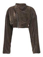 ブルゾン RICK OWENS FW25 HOLLYWOOD CROPPED FLIGHT (RP02E4740 V78) Rick owens 'hollywood' cropped jacket with front zip closure
