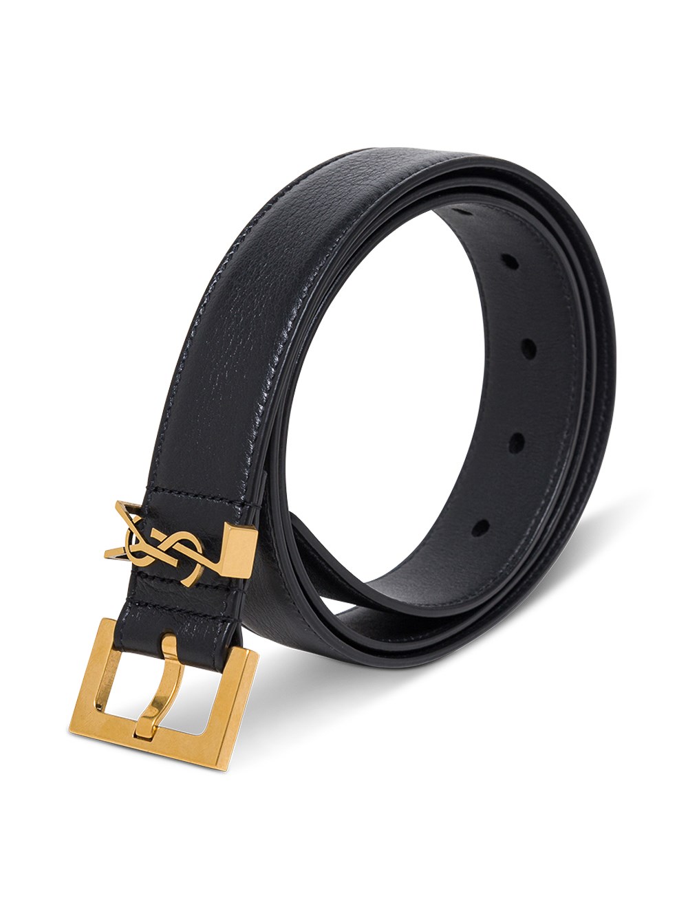 Saint laurent Black leather belt with logo buckle saint  display picture 2