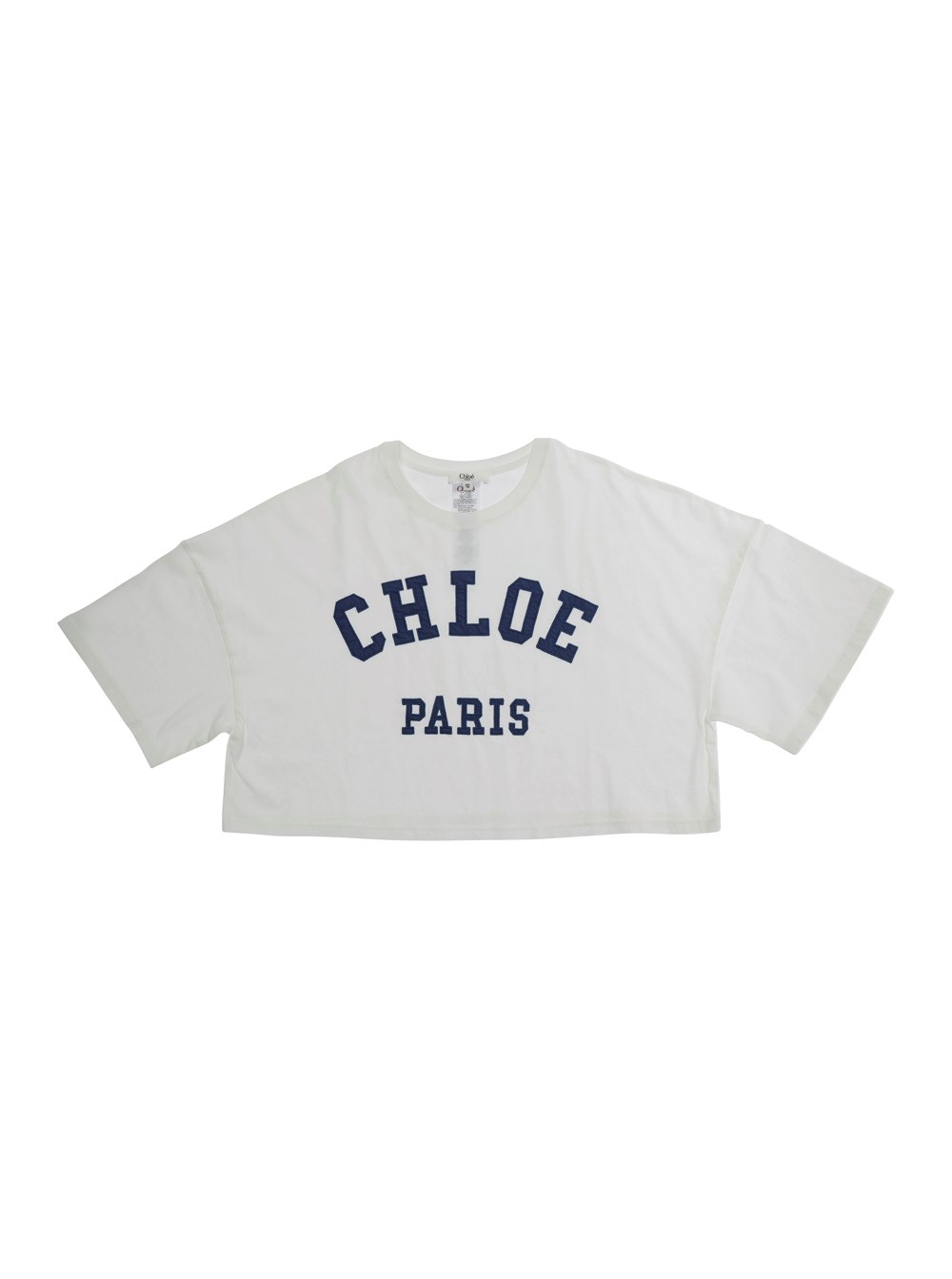 Chloé kids White crewneck cropped t-shirt with logo lettering on