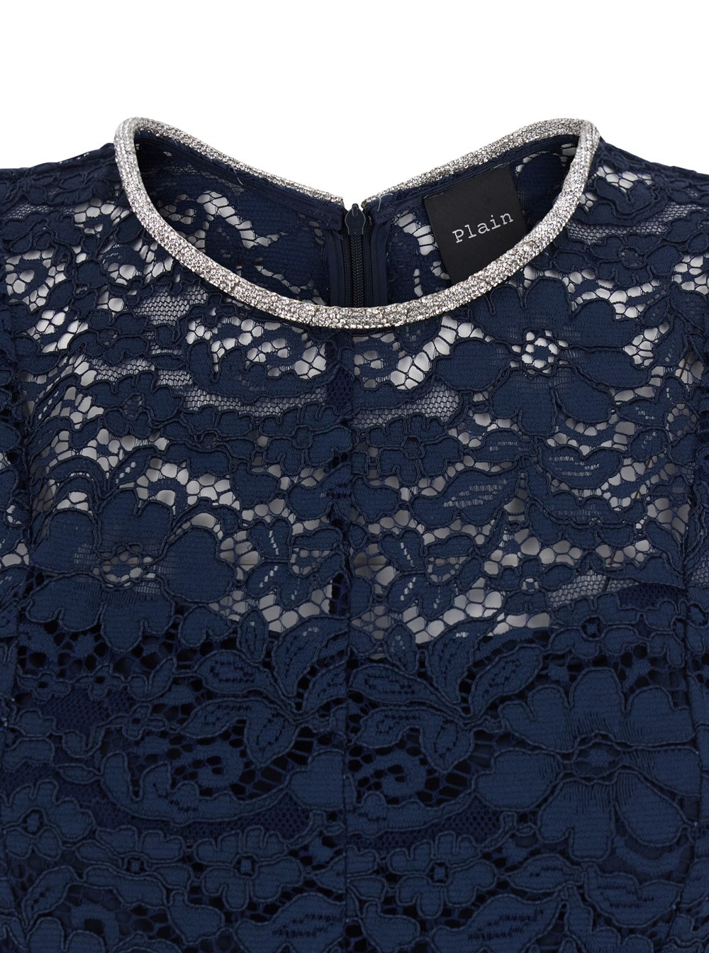 LEPLAIN Blue Long Dress With All-Over Lace Detail In Cotton Blend Woma